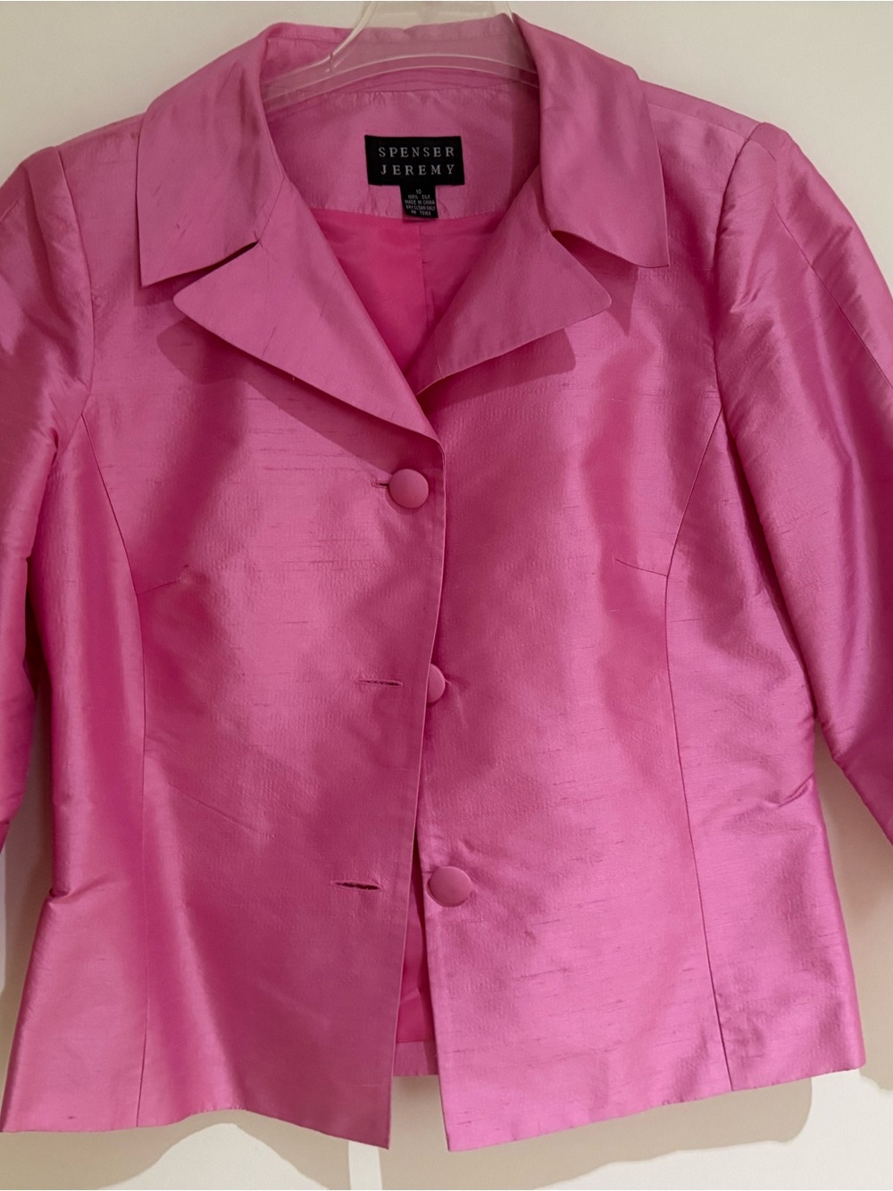 Pink Satin 3 Button-Front Blazer, Size 10